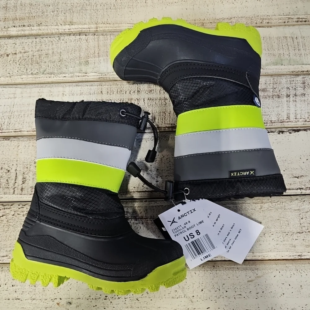 Arctix Patrol Boot Lime Toddler‎ Size 8 Black/Gray/Green NEW With Tags & Box